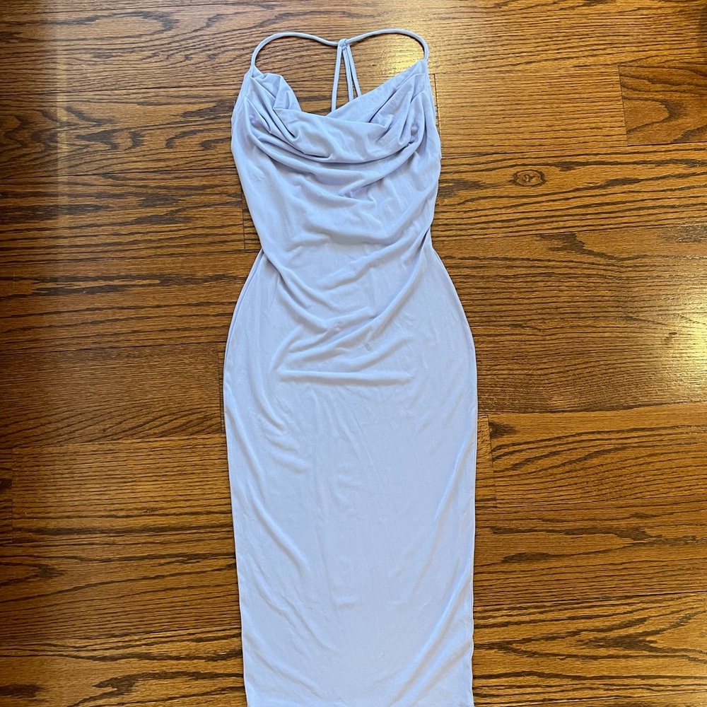 FASHIONNOVA | Light Purple Open Back Midi Dress